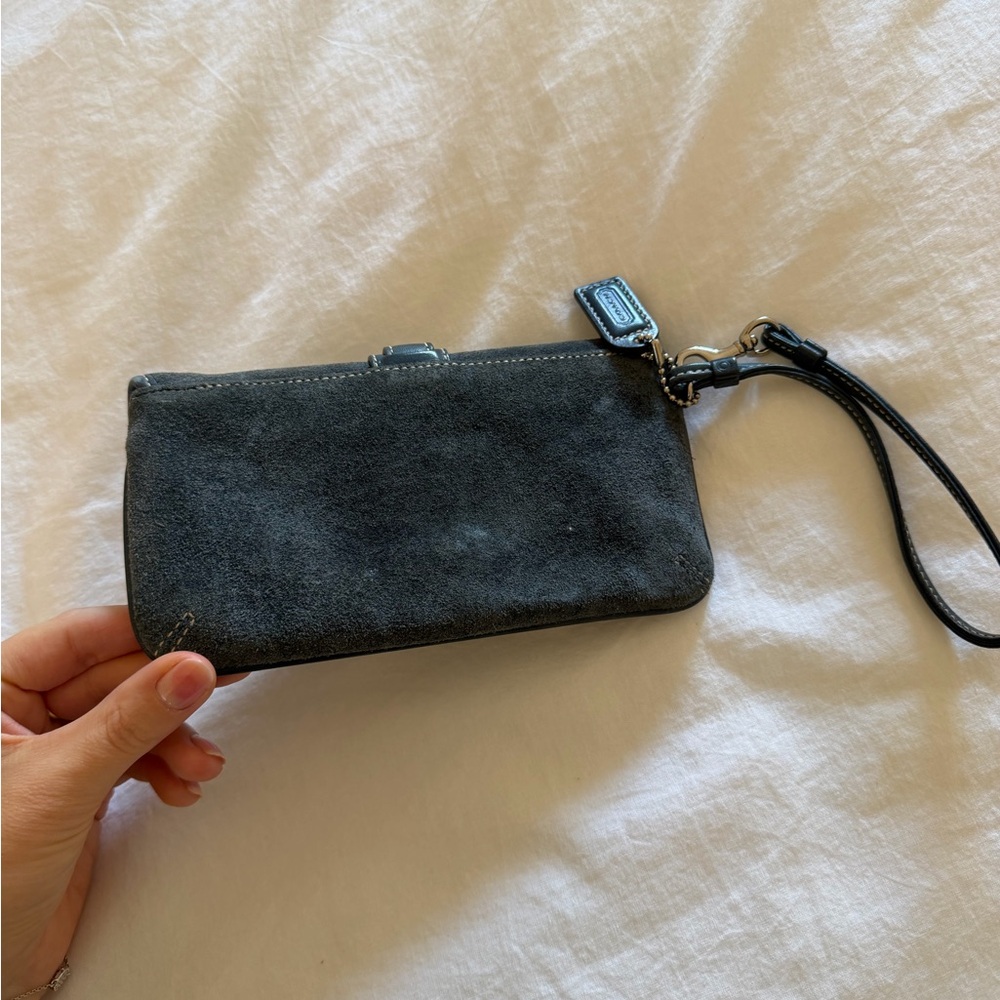 Coach Blue Suede Wristlet/ FLAWED - Picture 4 of 10
